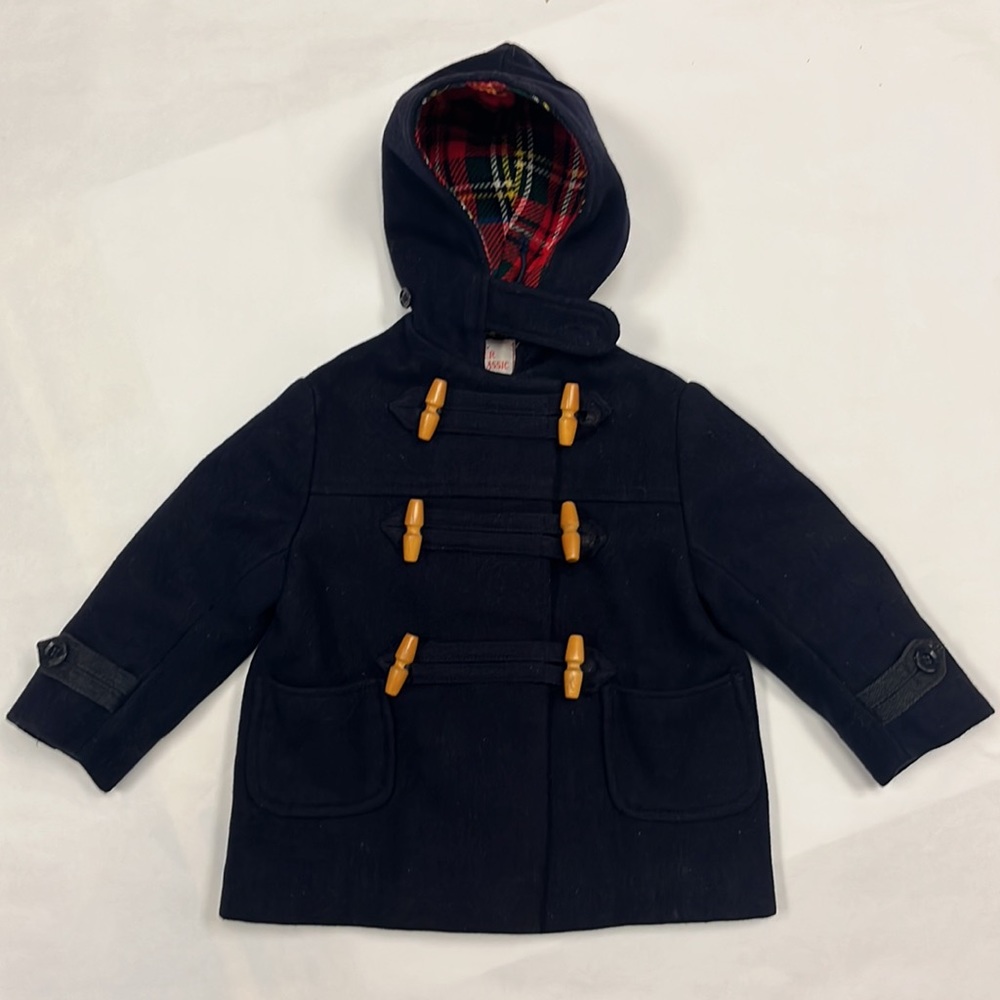 Vintage English wool duffle coat with wooden toggles